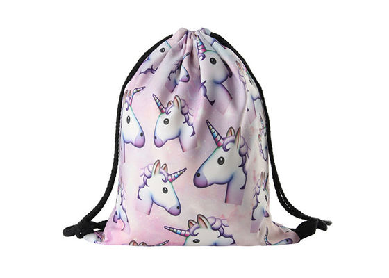 Transfer Print Polyester Drawstring Bag Backpack Unicorn Printed For Kids