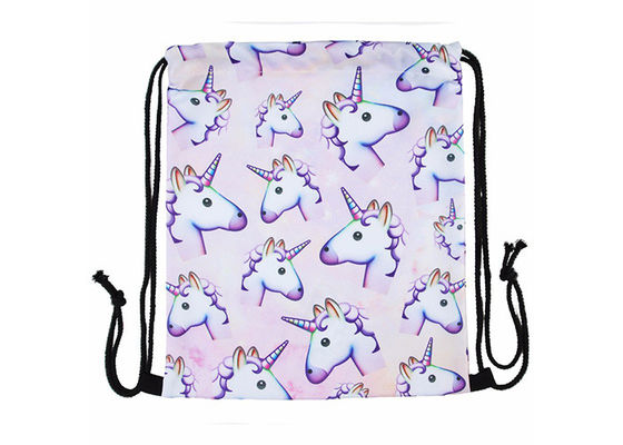 Transfer Print Polyester Drawstring Bag Backpack Unicorn Printed For Kids