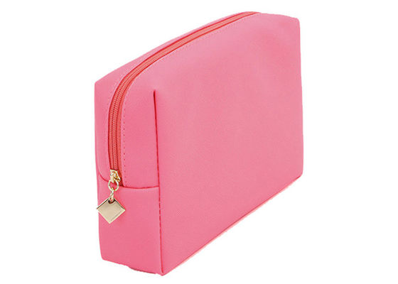 Pink Zippered Cosmetic Bag , Custom Print Small Pink Beautiful Makeup Bags