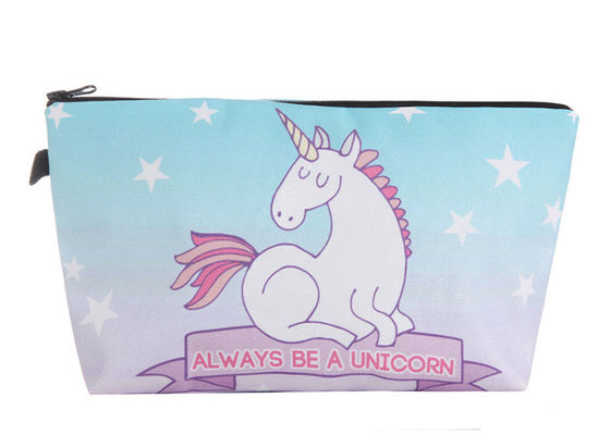 Unicorn Cosmetic Pouch Bag For Makeup 18 * 13.5cm Or Custom Size Polyester Material
