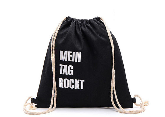 Custom Logo Canvas Drawstring Bags Black Canvas Cinch Backpack For Men