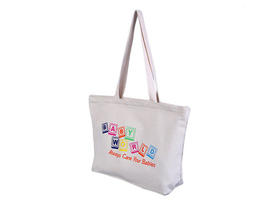 Polyester White Large Canvas Tote Bags Foldable With Zipper For Students