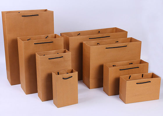 Portable Brown Kraft Paper Gift Bags , Gift Kraft Paper Shopping Bags